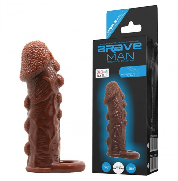 BAILE - Brave Man Penis Extended Dotted Sleeve With Ball Strap (L:14cm - D:4cm)